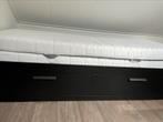 Ikea Brimnes uitschuifbed met nachtkastje, Huis en Inrichting, Slaapkamer | Bedden, 90 cm, Eenpersoons, Wit, Ophalen of Verzenden