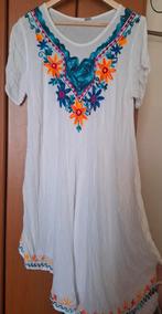 Witte boho ibizastyle tuniek jurk one size, Ophalen of Verzenden, Zo goed als nieuw, Wit