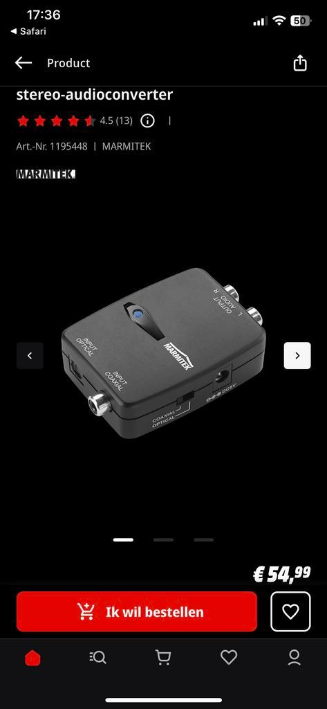 Marmitek Stereo-Audioconverter, Audio, Tv en Foto, Converters, Zo goed als nieuw, Ophalen of Verzenden