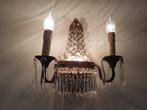 2 arms kristallen brocante wandlamp, Ophalen of Verzenden, Zo goed als nieuw, Glas