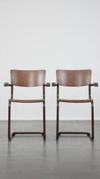 2 x Thonet model S43 eetkamer/bijzetstoel met armleuningen, Huis en Inrichting, Stoelen, Ophalen, Gebruikt, Twee, Bruin