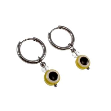 16x 2mm Oorringen Dames Gepolijst RVS Oorbellen Gele Hanger beschikbaar voor biedingen