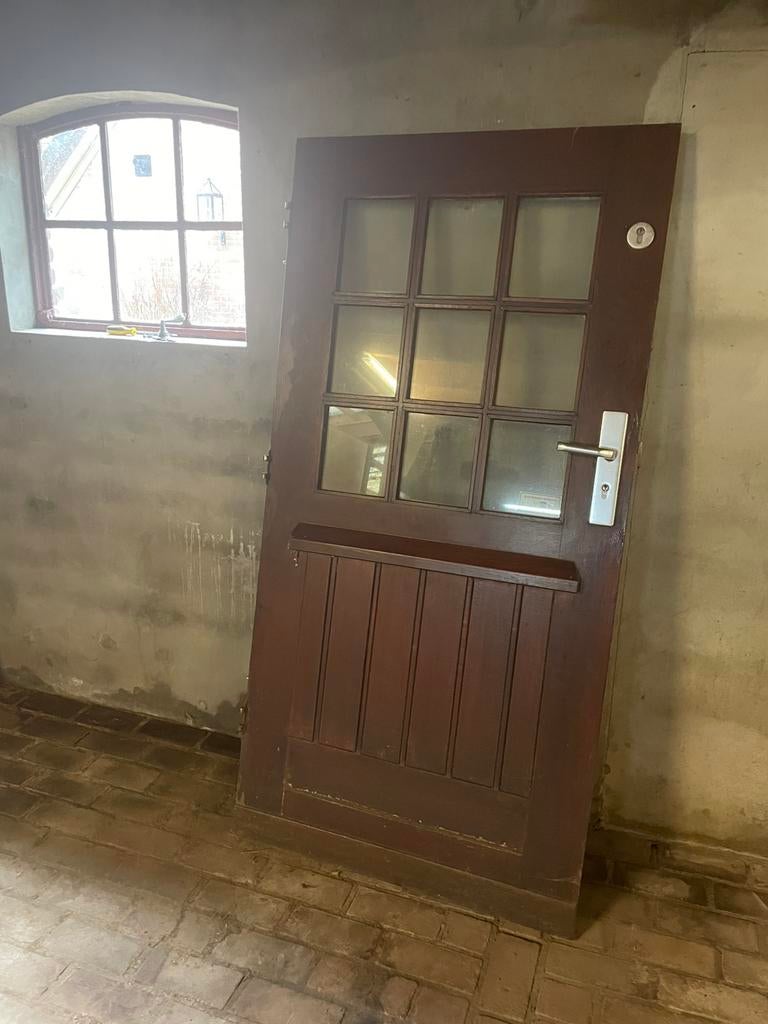 Hardhouten deuren, Doe-het-zelf en Verbouw, Deuren en Horren, Zo goed als nieuw, Buitendeur, 200 tot 215 cm, Glas, Ophalen