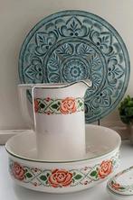 Antieke, brocante lampet set bestaande uit waskom en schenkk, Ophalen of Verzenden