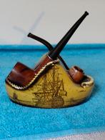 Keramische pijpenstandaard met 2 Real Bryar pijpen, Antiek en Kunst, Antiek | Overige Antiek, Ophalen of Verzenden
