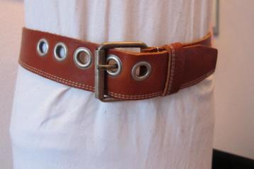 Echt lederen riem belt division maat 85 cm nieuw licht bruin