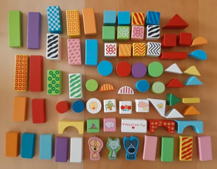 Houten blokken Woezel en Pip, Kinderen en Baby's, Speelgoed | Houten speelgoed, Gebruikt, Overige typen, Ophalen