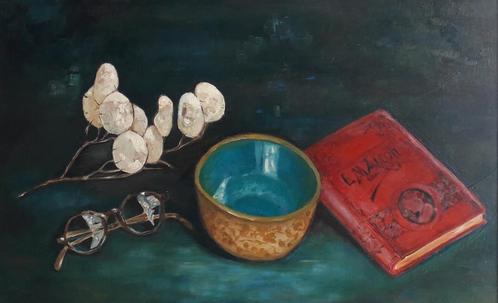 OUD STILLEVEN ROOD BOEK/ROMAN>LITERATUUR>LEESBRIL>CIRCA 1940, Antiek en Kunst, Kunst | Schilderijen | Klassiek, Ophalen of Verzenden