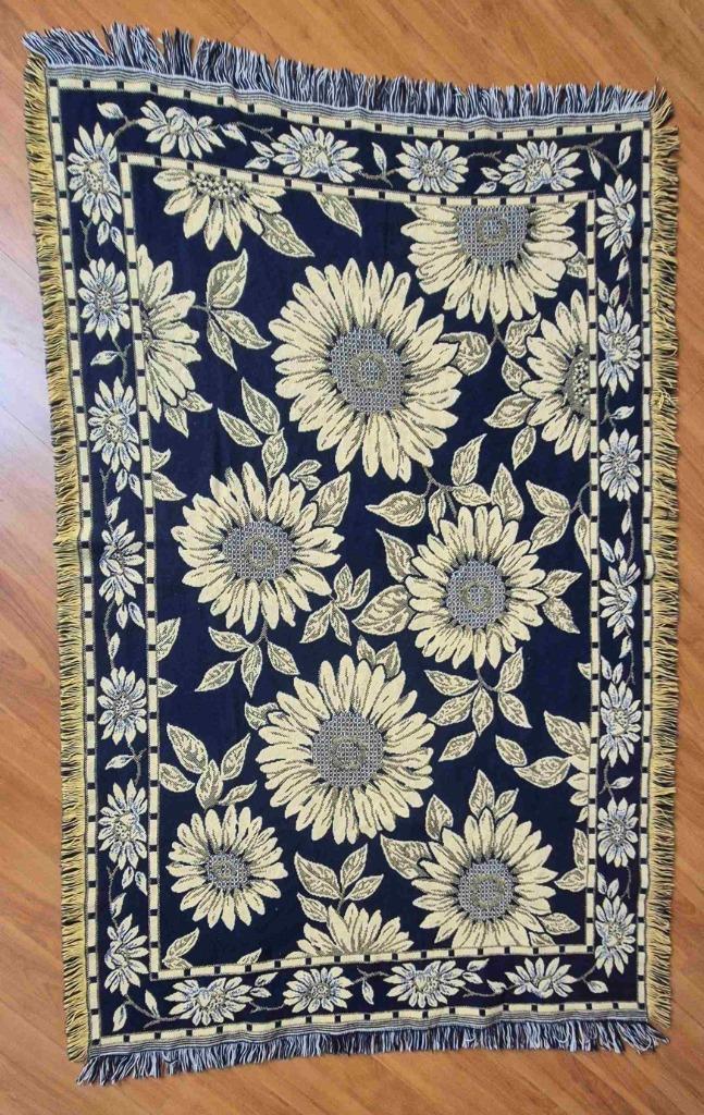 Zonnebloemen grand Foulard 165/100, Huis en Inrichting, Woonaccessoires | Plaids en Woondekens, Gebruikt, Ophalen of Verzenden