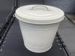 Witte metalen emmer met deksel, Ophalen of Verzenden, Zo goed als nieuw, Kunststof, Met deksel