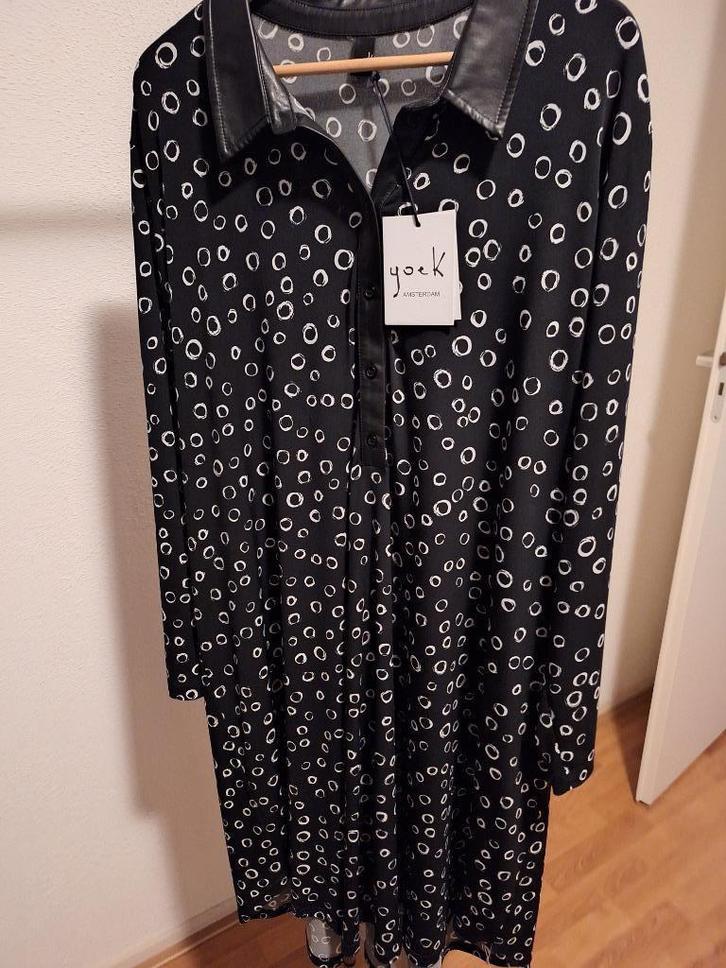 Blouse-jurk ruches CIRCLES - Zwart Yoek, Kleding | Dames, Grote Maten, Nieuw, Jurk, Zwart, Ophalen of Verzenden