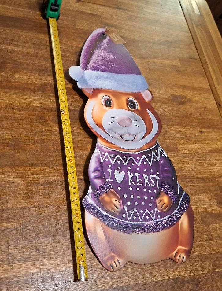 Kartonnen Kersthamster 55cm - Decoratie voor de Feestdagen, Huis en Inrichting, Woonaccessoires | Wanddecoraties, Nieuw, Ophalen of Verzenden