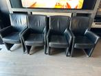 Leren eetkamer stoelen op wieltjes, Zwart, Leer, Ophalen of Verzenden, Zo goed als nieuw