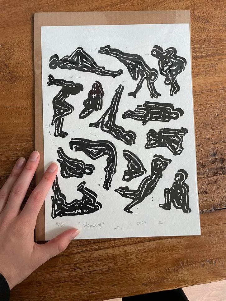 Linodruk print gelimiteerde oplage 11 van de 30, Antiek en Kunst, Kunst | Litho's en Zeefdrukken, Ophalen of Verzenden