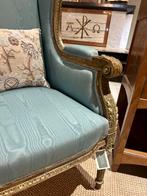 Prachtige oude landelijke antieke franse fauteuils blauw, Ophalen of Verzenden