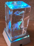 Olifant kristal verlichting laserblok glasblok kubus beeldje, Antiek en Kunst, Antiek | Glas en Kristal, Ophalen of Verzenden