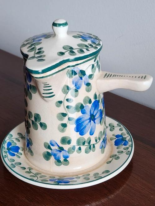 Melkkan koffiekan Jaren 20 Hammerschlag 3-delig bloemen, Antiek en Kunst, Antiek | Servies los, Ophalen of Verzenden