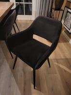 Woood eetkamerstoelen 4x zwart velvet, Huis en Inrichting, Ophalen, Gebruikt, Zwart, Leer