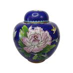 Vintage blauwe Cloisonné gemberpot, Huis en Inrichting, Woonaccessoires | Vazen, Overige materialen, Blauw, Ophalen of Verzenden