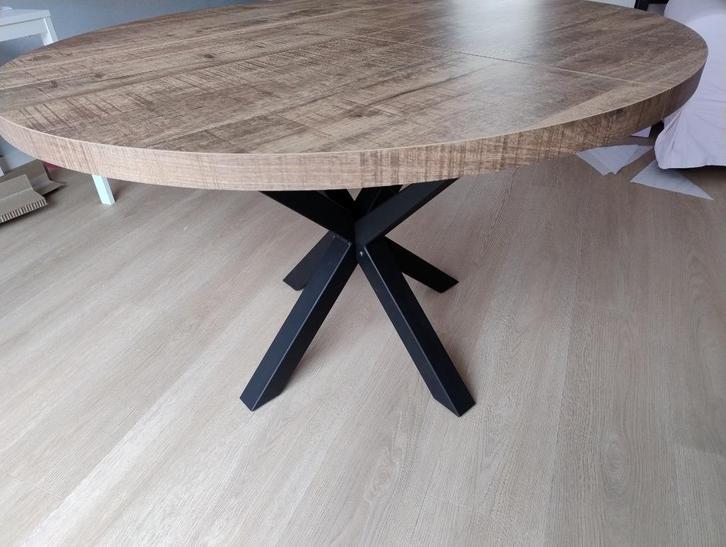 Nieuwe uitschuifbare ronde eettafel industrieel, Huis en Inrichting, Tafels | Eettafels, Nieuw, 100 tot 150 cm, 100 tot 150 cm