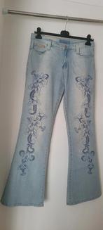 Vintage Geborduurd met bloemen spijkerbroek, Kleding | Dames, Broeken en Pantalons, Blauw, Maat 42/44 (L), Ophalen of Verzenden