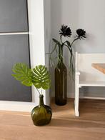 2 donkergroene vazen, Ophalen, Zo goed als nieuw, Overige kleuren, Glas