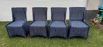 4 eetkamerstoelen riet blauw, Huis en Inrichting, Stoelen, Ophalen, Gebruikt, Blauw, Riet of Rotan