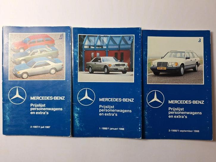 Mercedes prijslijst 1987 en 2x 1988, Boeken, Auto's | Folders en Tijdschriften, Gelezen, Mercedes, Ophalen of Verzenden
