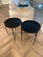 IKEA 2 zwarte bijzettafels - ijzer, Huis en Inrichting, Tafels | Bijzettafels, Minder dan 55 cm, Gebruikt, Metaal of Aluminium