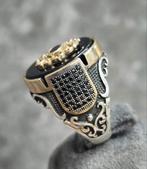 Zilveren heren ring met onyx steen, Heer, Nieuw, Ophalen of Verzenden, Zilver