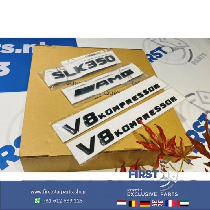 R172 SLK AMG LOGO SET ZWART V8 KOMPRESSOR EMBLEMEN SET Merce, Auto-onderdelen, Carrosserie en Plaatwerk, Mercedes-Benz, Gebruikt