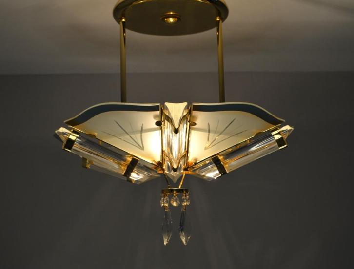 Schitterende gouden Hollywood Regency Murano lamp - 1970, Huis en Inrichting, Lampen | Hanglampen, Gebruikt, Minder dan 50 cm