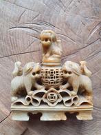 Chinese handgesneden speksteen wierook oliebrander foo dogs, Ophalen of Verzenden