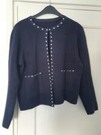 Donkerblauw open front vestje. Met studs en een haaksluiting, Kleding | Dames, Ophalen of Verzenden, Zo goed als nieuw, Maat 38/40 (M)