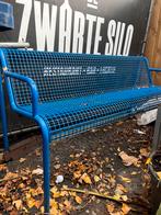 Stevige blauwe metalen tuinbank | Industrieel | Retro Design, Ophalen, Gebruikt, Metaal