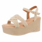 Dames wedge sandalen met sleehakken zand 36 37 38 39 40 41, Ophalen of Verzenden, Nieuw, Beige, Sandalen of Muiltjes
