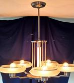 Art Deco chroom/ nikkelen kroonluchter, Ophalen, Gebruikt, Art deco