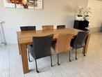 Eiken houten Eettafel (gelakt) 220 x 100 cm, Gebruikt, 100 tot 150 cm, 200 cm of meer, Ophalen of Verzenden