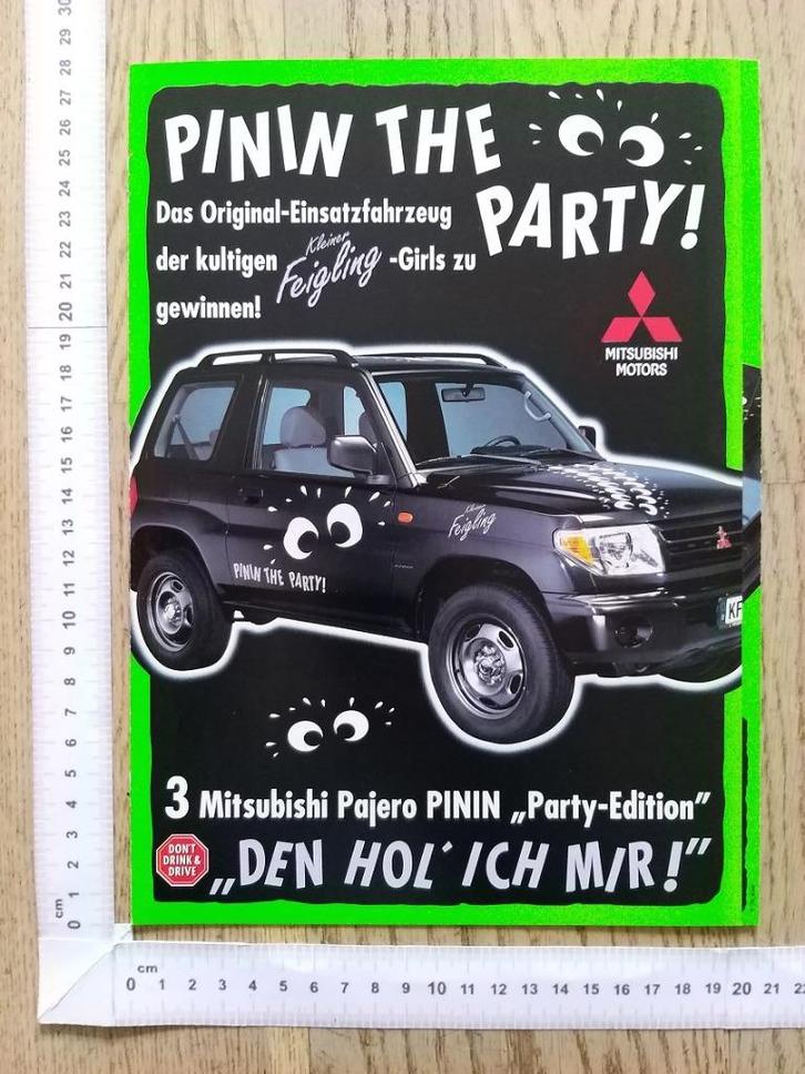 Mitsubishi Pajero Pinin "Party-Edition", folder 2002 (DE), Boeken, Auto's | Folders en Tijdschriften, Gelezen, Mitsubishi, Ophalen of Verzenden