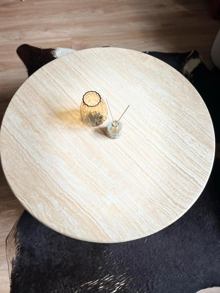 Goossens Sisu Salontafel - Travertin Bruin, Huis en Inrichting, Tafels | Salontafels, Zo goed als nieuw, Minder dan 50 cm, 50 tot 100 cm