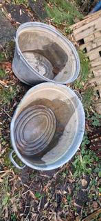 2 mooie grote zinken teilen (prijs is voor beide) (brocante), Ophalen of Verzenden, Gebruikt