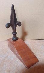 Houten deurstop met gietijzer ornament., Ophalen of Verzenden