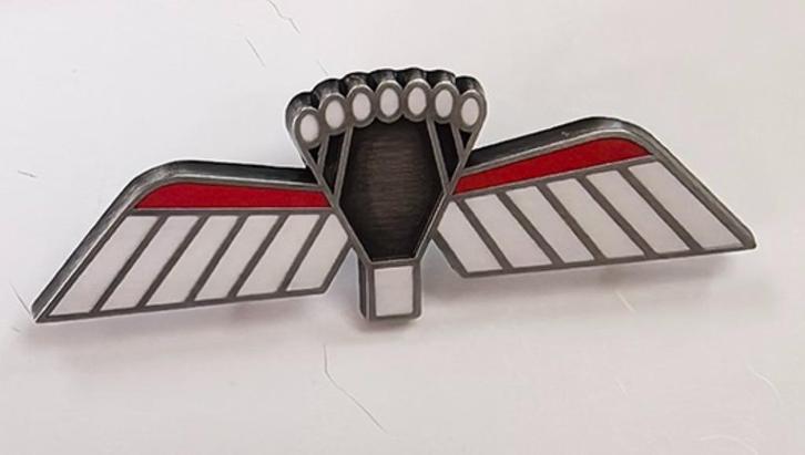 Miniatuur metalen parawing B vrije val (KLU) gala, Verzamelen, Militaria | Algemeen, Luchtmacht, Lintje, Medaille of Wings, Nederland