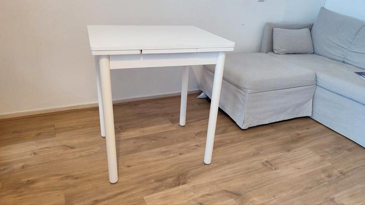 Witte uitschuifbare eettafel - 2 tot 4 personen, Huis en Inrichting, Tafels | Eettafels, Gebruikt, 50 tot 100 cm, 50 tot 100 cm