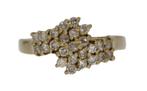 Luxe vintage dames ring 14k goud met 25 diamanten 0,75ct