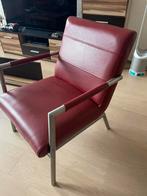 Rode Lederen Fauteuils - Set van 2, Ophalen, Minder dan 75 cm, Zo goed als nieuw, Metaal
