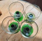 4 roemer likeurglazen met ribbelvoet, Antiek en Kunst, Antiek | Glas en Kristal, Ophalen of Verzenden
