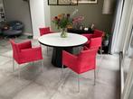 Set van 4 Enzo Luca, Ovinno Eetkamerstoelen - Rood Lamonta, Huis en Inrichting, Stoelen, Ophalen, Gebruikt, Metaal, Vier