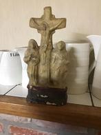 Zeldzaam rustiek gipsen kruisbeeld Jezus Maria Johannus, Verzamelen, Ophalen of Verzenden, Zo goed als nieuw, Beeld(je)