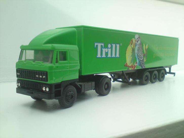 Herpa DAF 3300 dichte trailer Trill., Hobby en Vrije tijd, Modelauto's | 1:87, Zo goed als nieuw, Bus of Vrachtwagen, Herpa, Ophalen of Verzenden